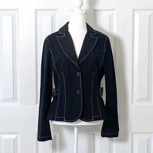 ANN TAYLOR LOFT Women's Medium Weight Buttoned Jacket  Size 10  Black